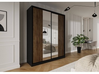 Szafa przesuwna Trend 5 200 Czarny mat + Dąb Lefkas