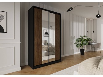 Szafa przesuwna Trend 5 150 Czarny mat + Dąb Lefkas