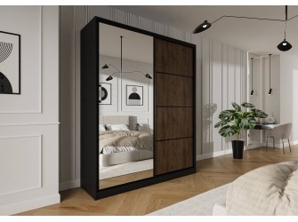 Szafa przesuwna Trend 6 180 Czarny mat + Dąb Lefkas