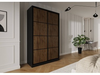 Szafa przesuwna Trend 3 150 Czarny mat + Dąb Lefkas