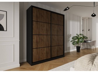 Szafa przesuwna Trend 3 200 Czarny mat + Dąb Lefkas