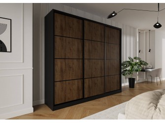 Szafa przesuwna Trend 3 275 Czarny mat + Dąb Lefkas