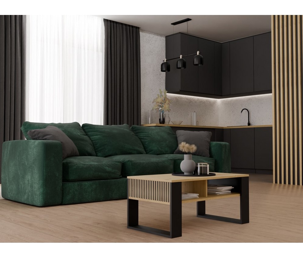 Ława Modern 2P SLIM DĄB ARTISAN CZARNY