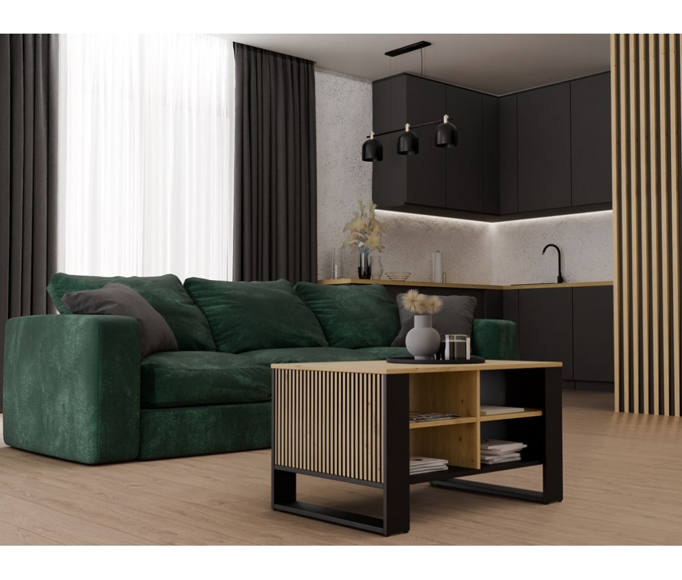 Ława Modern 4P SLIM DĄB ARTISAN CZARNY