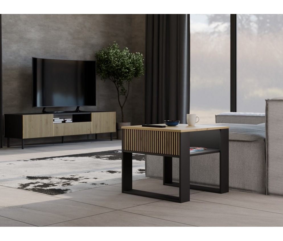 Ława Modern 2P MINI SLIM DĄB ARTISAN CZARNY