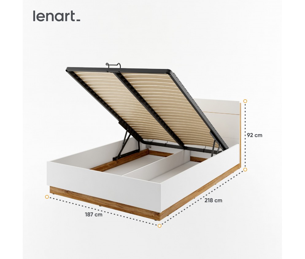 Łóżko z pojemnikiem i oświetleniem DENTRO DT-02 (180)