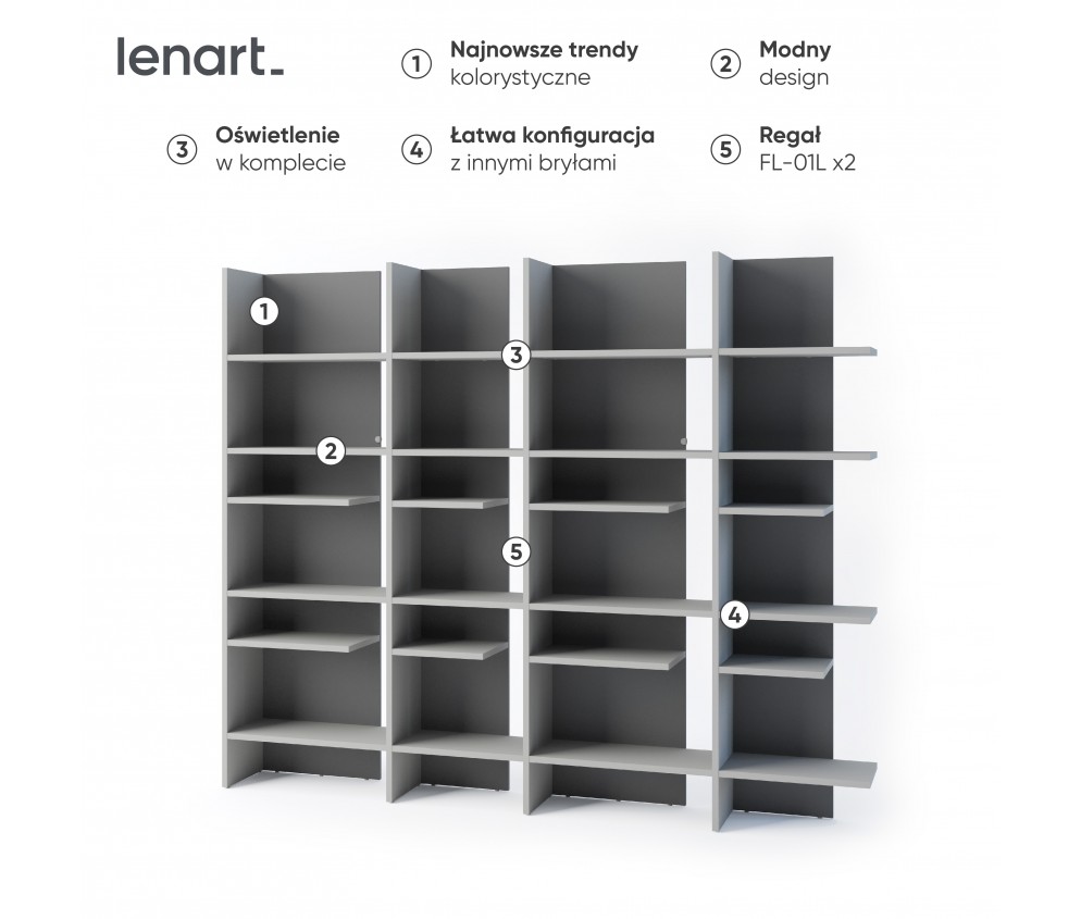 Regał lewy z oświetleniem FITT FL-01L