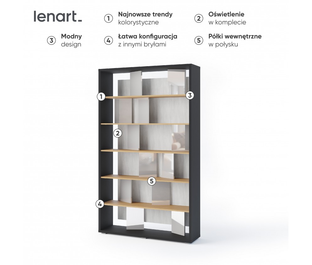 Regał z oświetleniem FITT FP-01 Szary Połysk