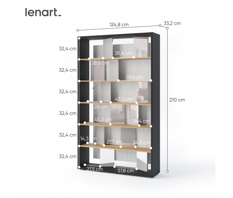 Regał z oświetleniem FITT FP-01 Szary Połysk
