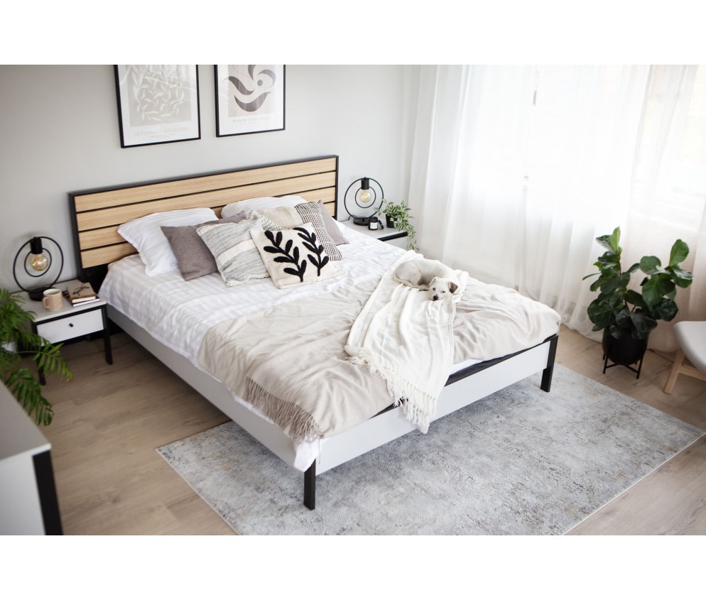 Łóżko z pojemnikiem z oświetleniem GRIS GS-02 180