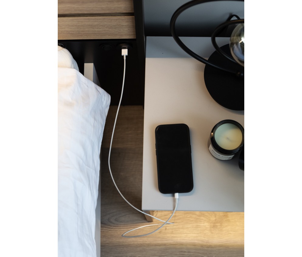 Łóżko z pojemnikiem z oświetleniem GRIS GS-02 180