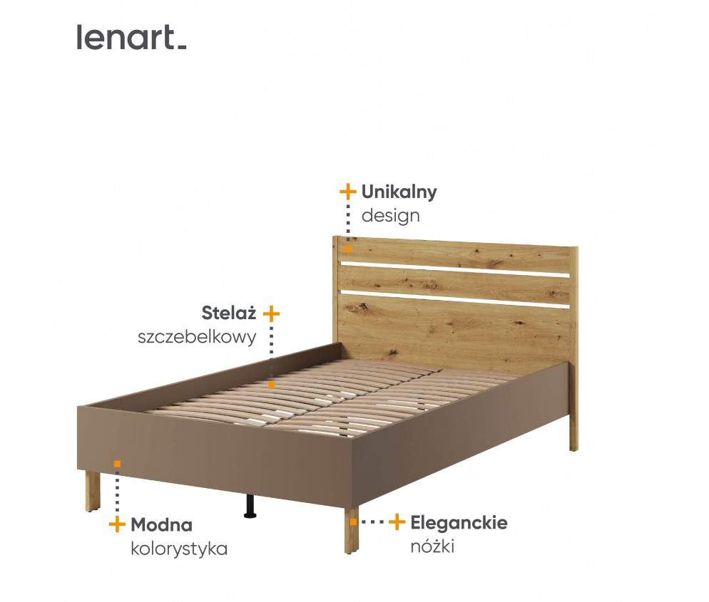 Łóżko 120 ze stelażem LENNY LY-08