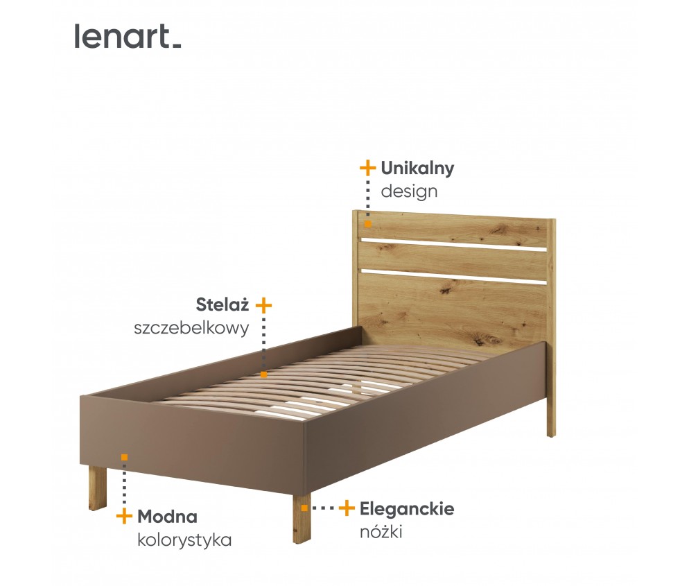 Łóżko 90 ze stelażem LENNY LY-10