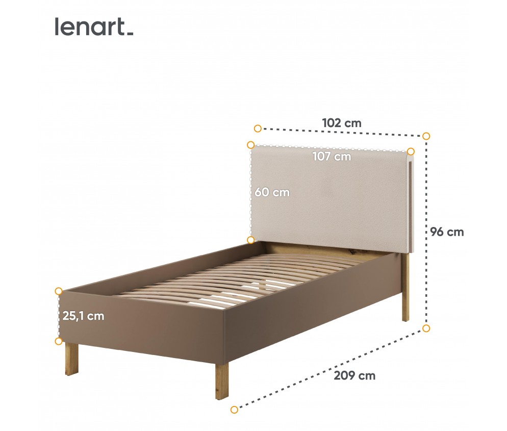 Łóżko 90 ze stelażem LENNY LY-10