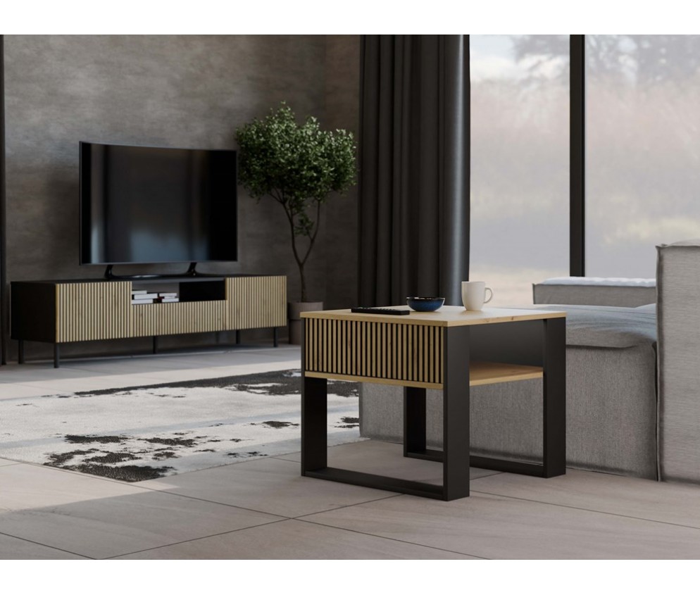 Ława Modern 2P MINI SLIM DĄB ARTISAN CZARNY