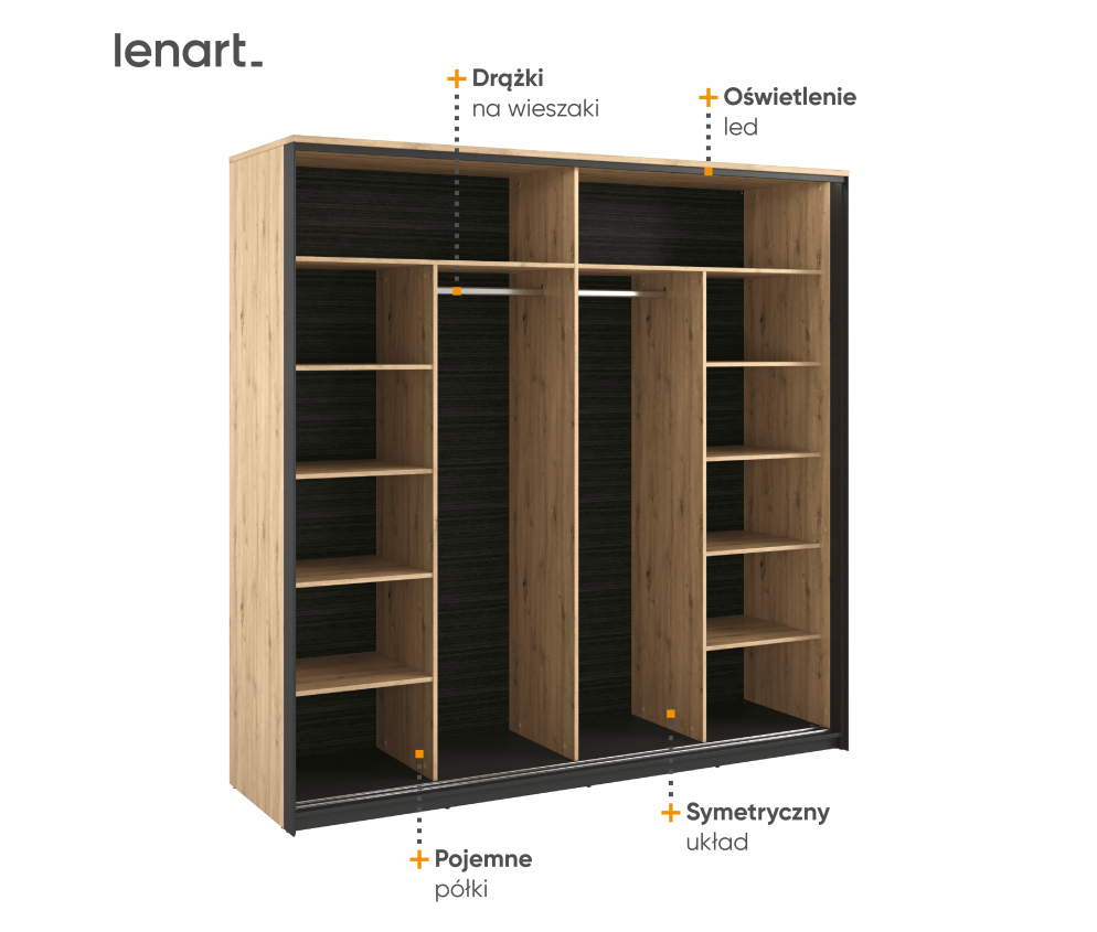 Szafa przesuwna z oświetleniem QUANT SYPIALNIA QS-01