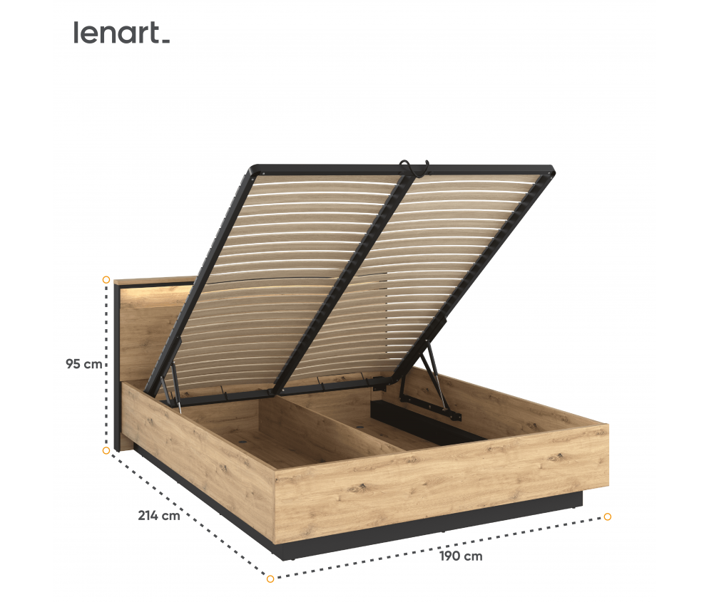 Łóżko z pojemnikiem i oświetleniem SYPIALNIA QUANT QS-02 (180)