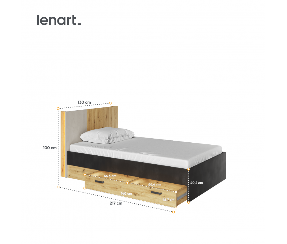 Łóżko 120 ze stelażem z oświetleniem QUBIC QB-11