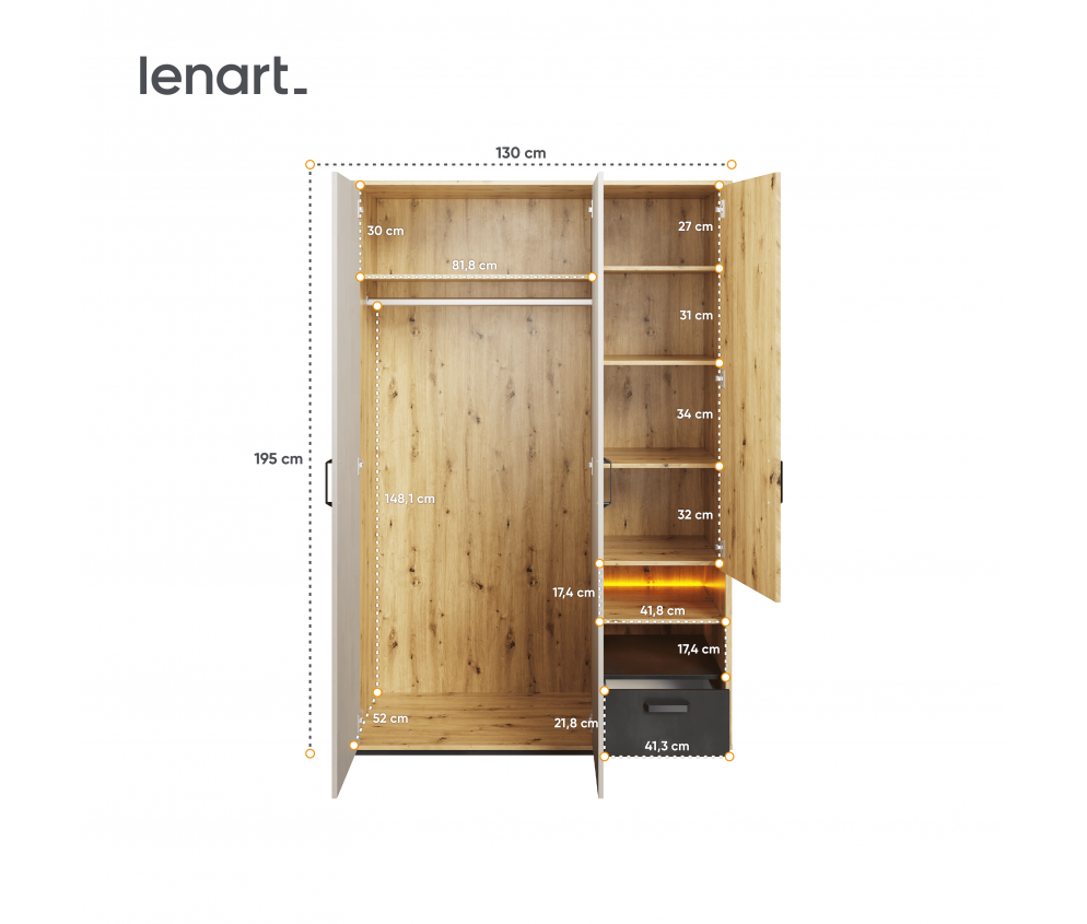 Szafa z oświetleniem QUBIC QB-02