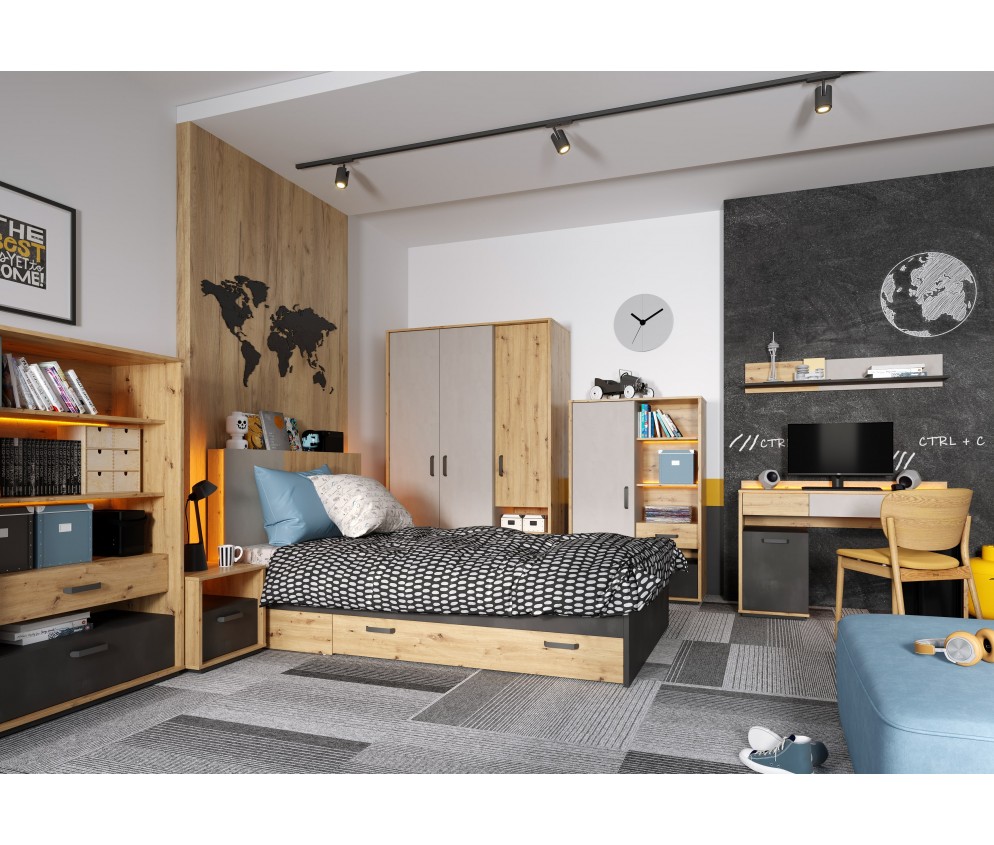 Łóżko 90 ze stelażem z oświetleniem QUBIC QB-12