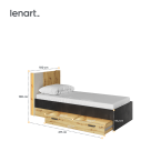 Łóżko 90 ze stelażem z oświetleniem QUBIC QB-12