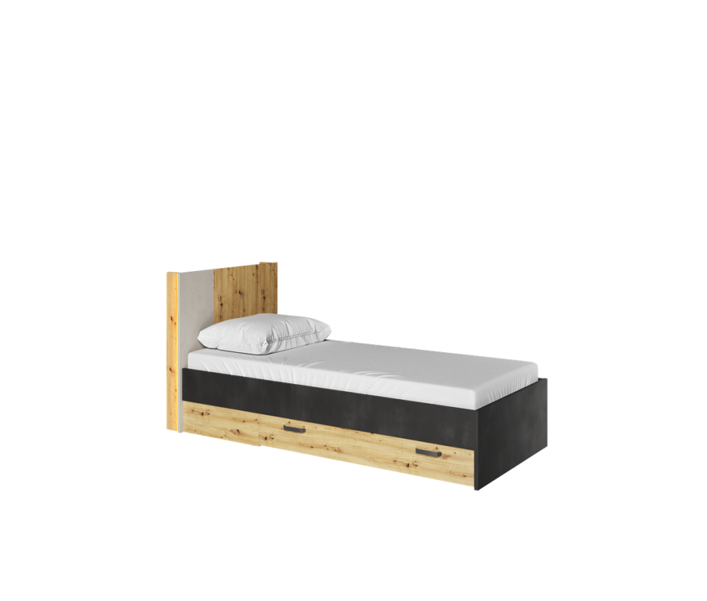 Łóżko 90 ze stelażem z oświetleniem QUBIC QB-12