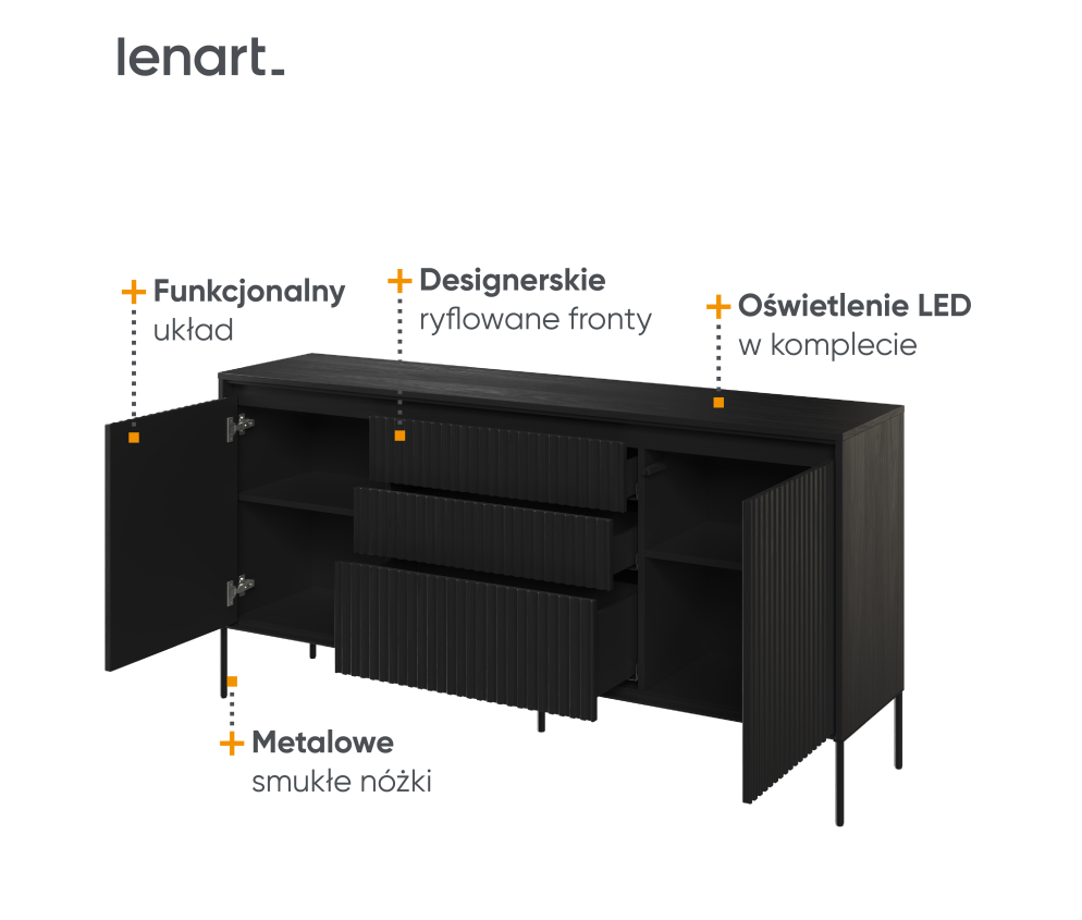 Komoda z oświetleniem TREND TR-01 Czarna