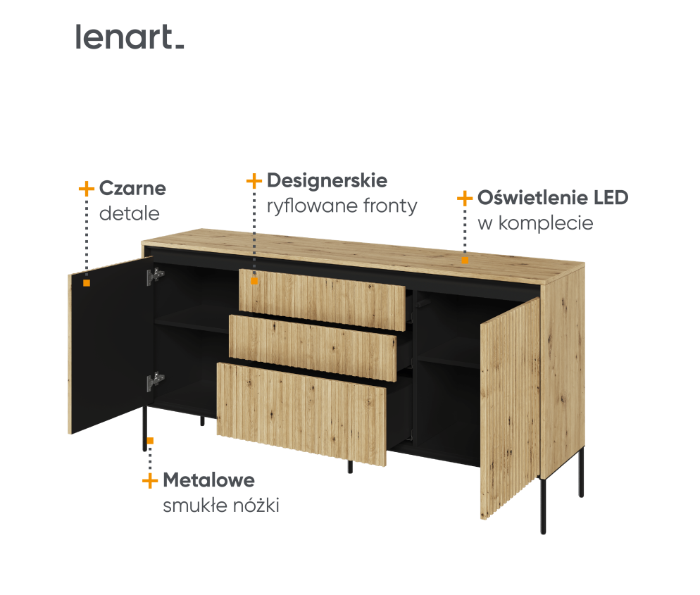 Komoda z oświetleniem TREND TR-01 Dąb Artisan