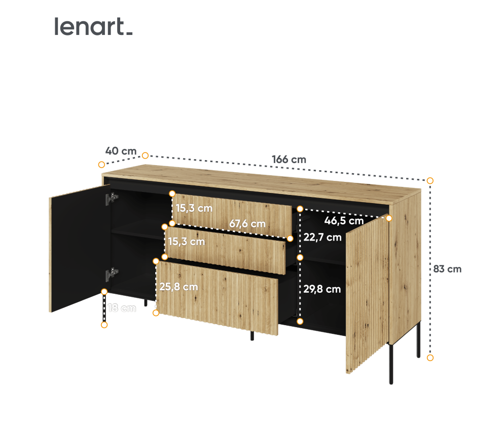 Komoda z oświetleniem TREND TR-01 Dąb Artisan