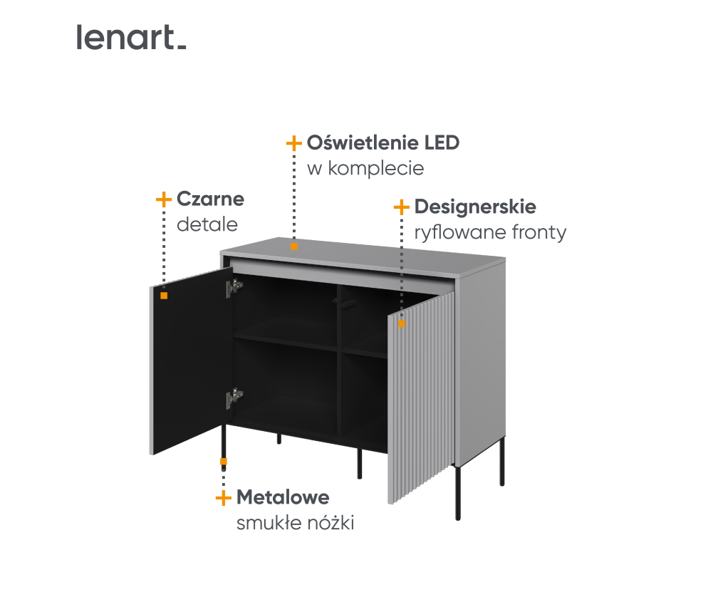 Komoda z oświetleniem TREND TR-02 Szara