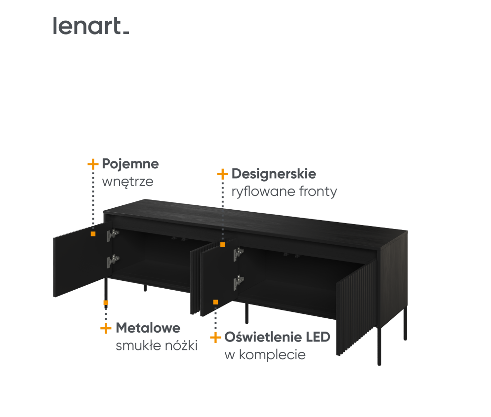 Szafka RTV z oświetleniem TREND TR-05 Czarna