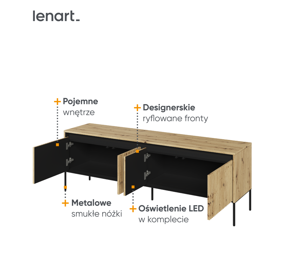 Szafka RTV z oświetleniem TREND TR-05 Dąb Artisan