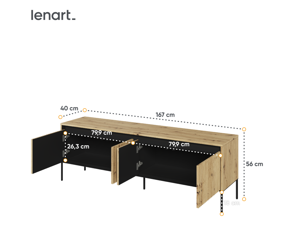 Szafka RTV z oświetleniem TREND TR-05 Dąb Artisan
