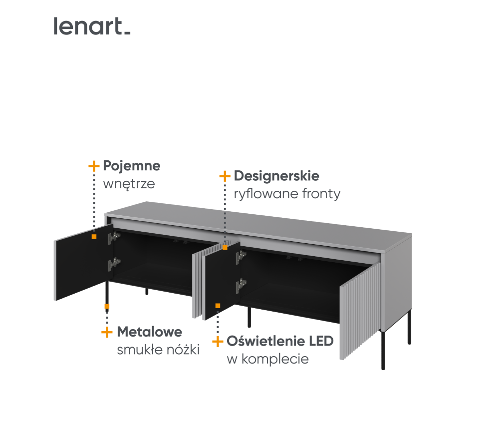 Szafka RTV z oświetleniem TREND TR-05 Szara