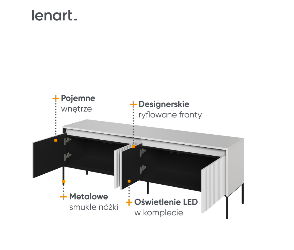 Szafka RTV z oświetleniem TREND TR-05 Biała