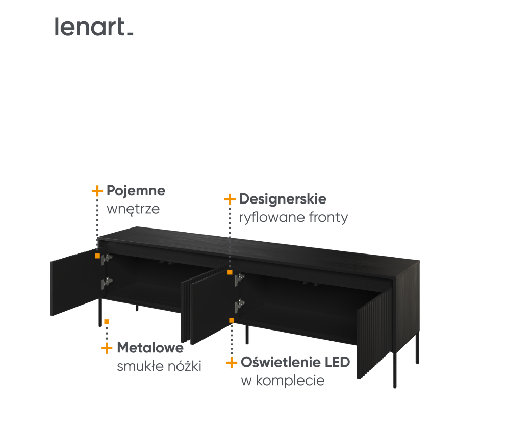 Szafka RTV z oświetleniem TREND TR-06 Czarna