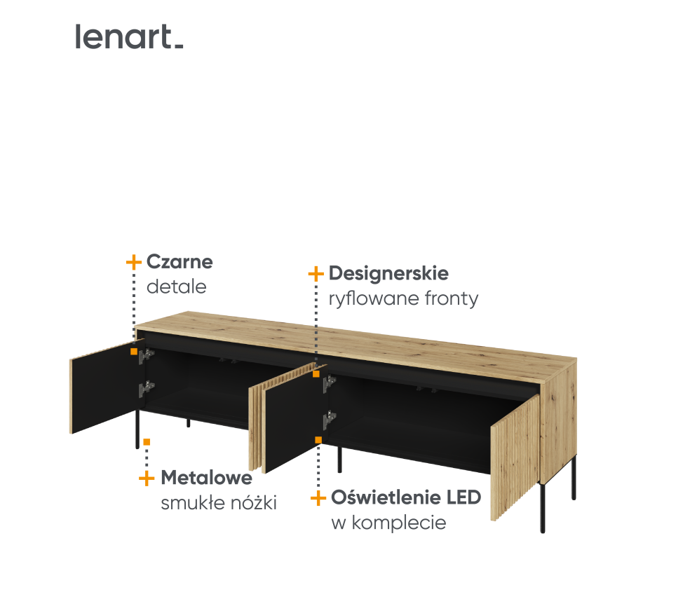 Szafka RTV z oświetleniem TREND TR-06 Dąb Artisan