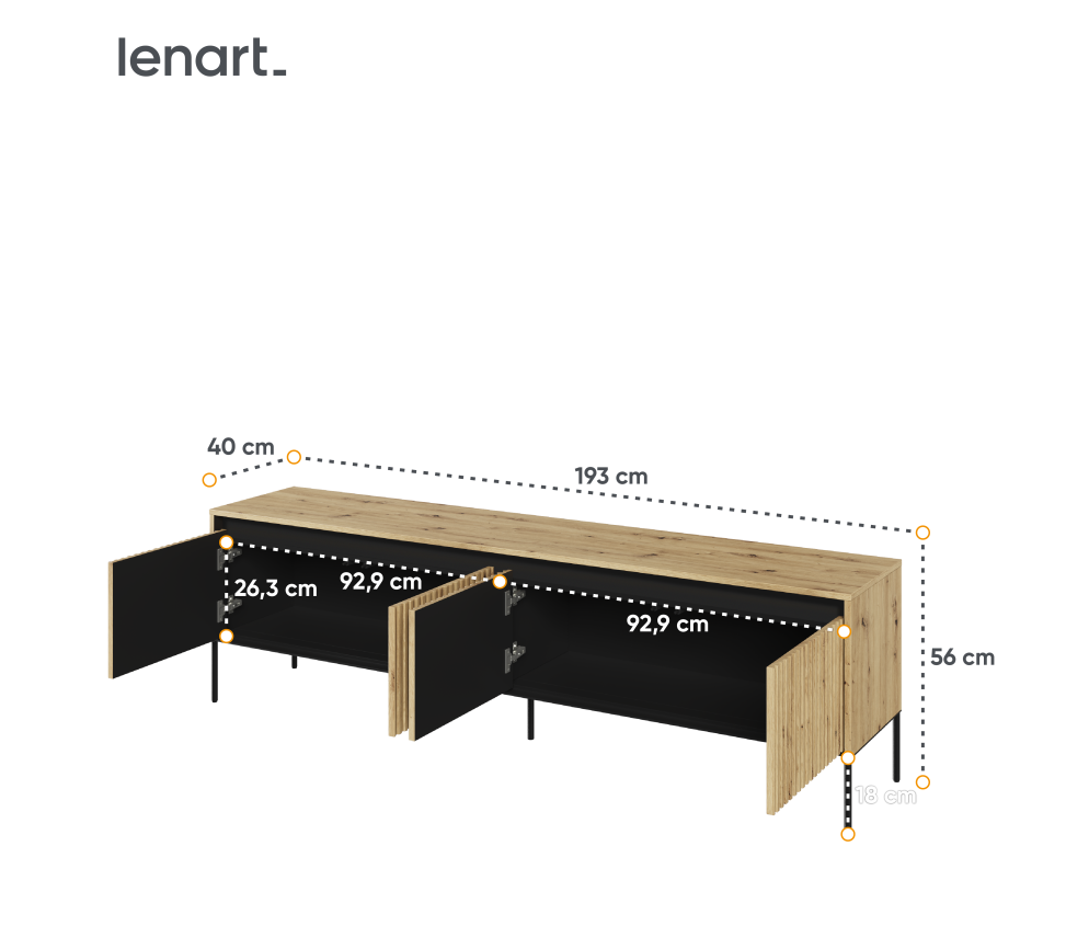 Szafka RTV z oświetleniem TREND TR-06 Dąb Artisan