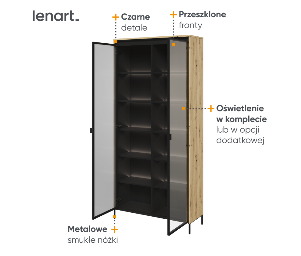 Witryna z oświetleniem TREND TR-07 Dąb Artisan
