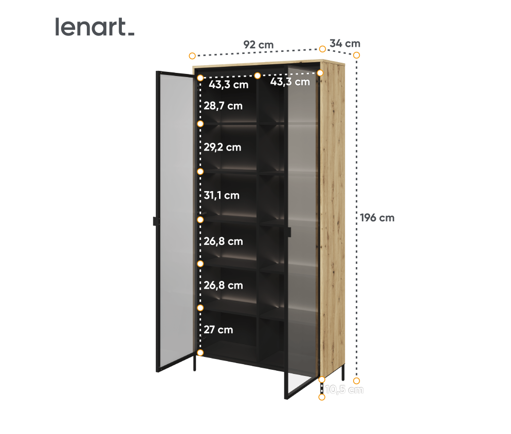 Witryna z oświetleniem TREND TR-07 Dąb Artisan