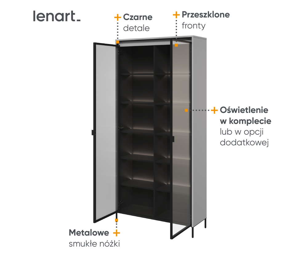 Witryna z oświetleniem TREND TR-07 Szara