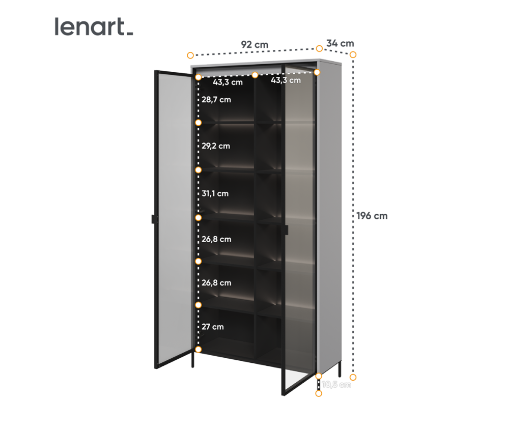 Witryna z oświetleniem TREND TR-07 Szara
