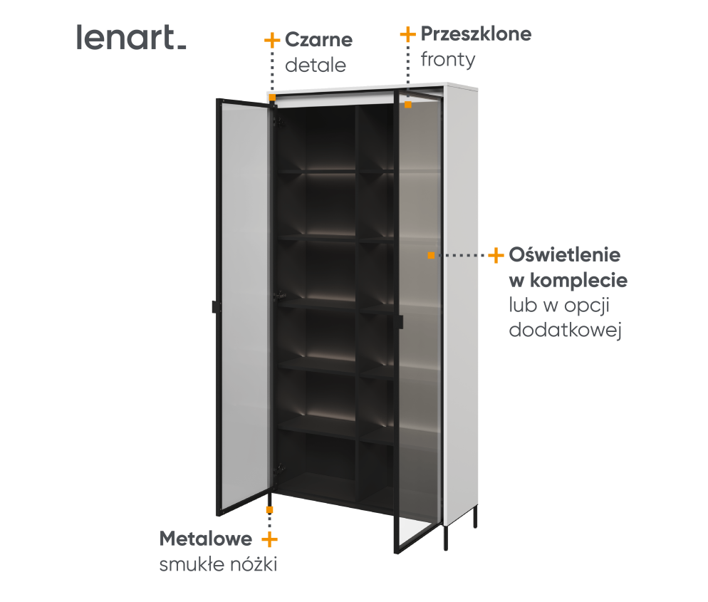 Witryna z oświetleniem TREND TR-07 Biała