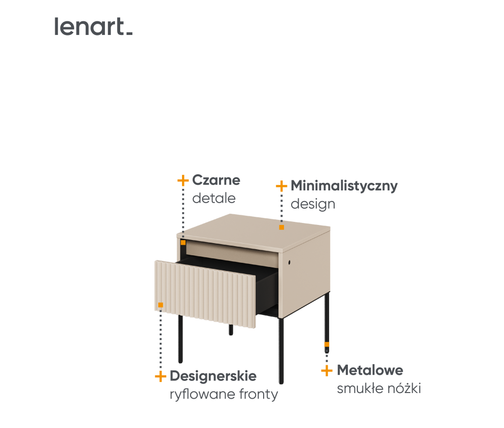 Stolik nocny z oświetleniem TREND TR-10 Beżowy