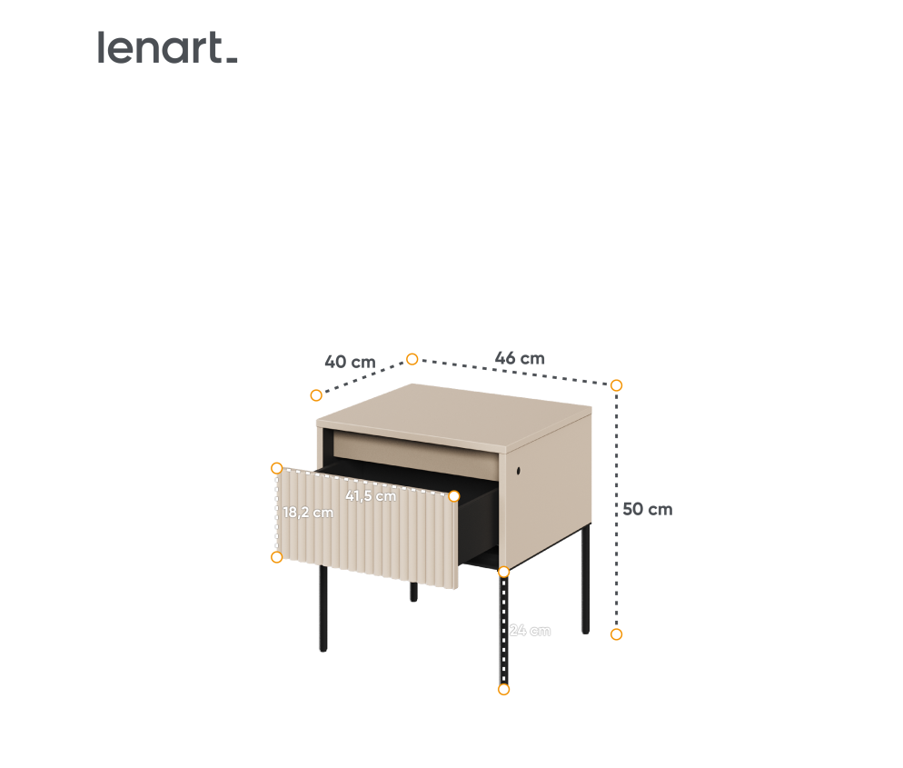 Stolik nocny z oświetleniem TREND TR-10 Beżowy