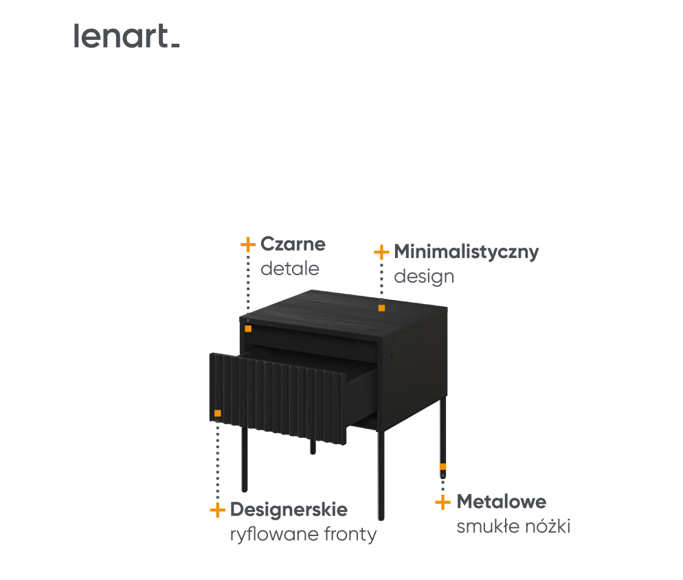 Stolik nocny z oświetleniem TREND TR-10 Czarny