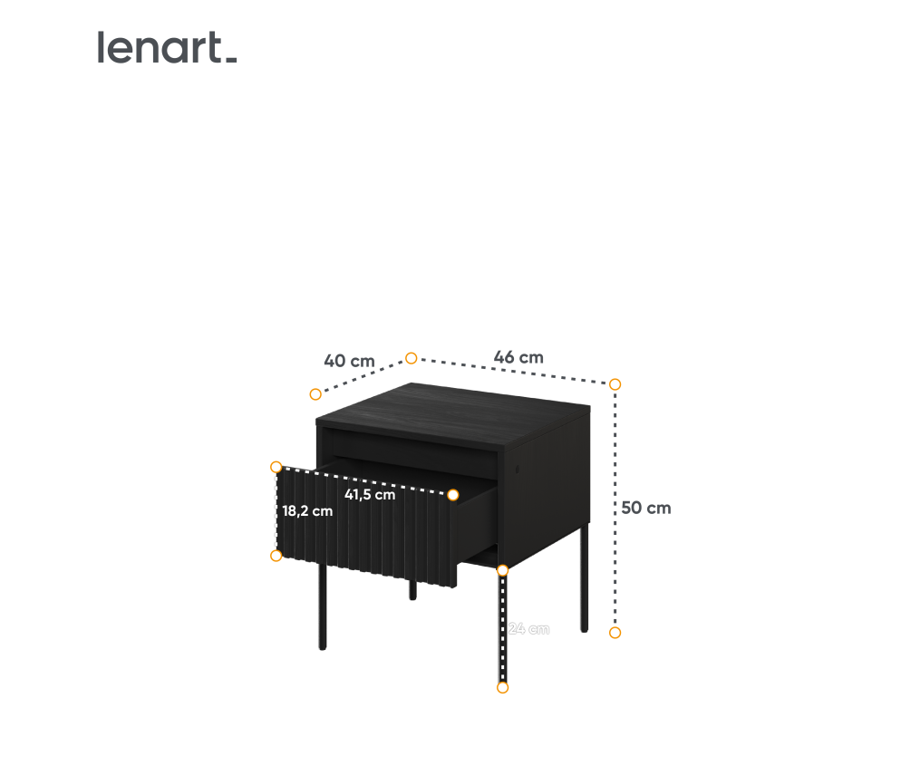 Stolik nocny z oświetleniem TREND TR-10 Czarny