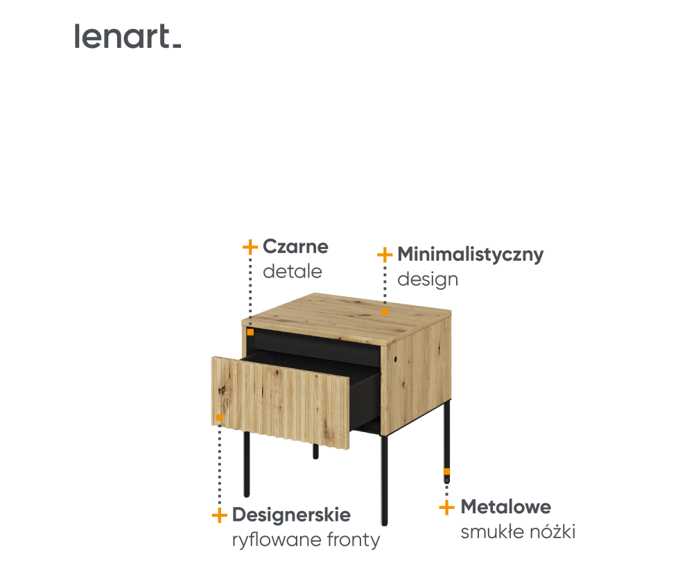 Stolik nocny z oświetleniem TREND TR-10 Dąb Artisan