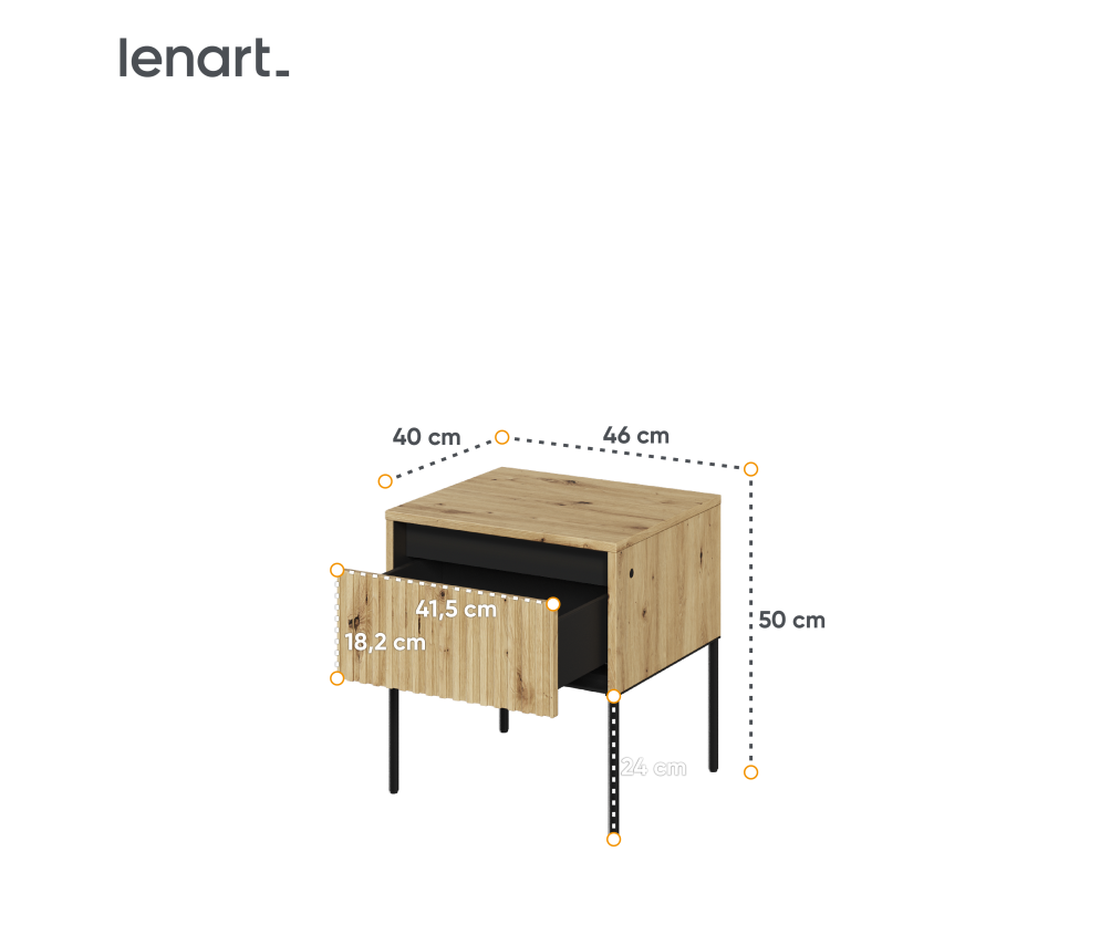 Stolik nocny z oświetleniem TREND TR-10 Dąb Artisan