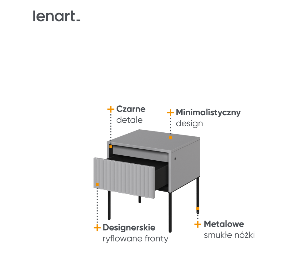 Stolik nocny z oświetleniem TREND TR-10 Szary